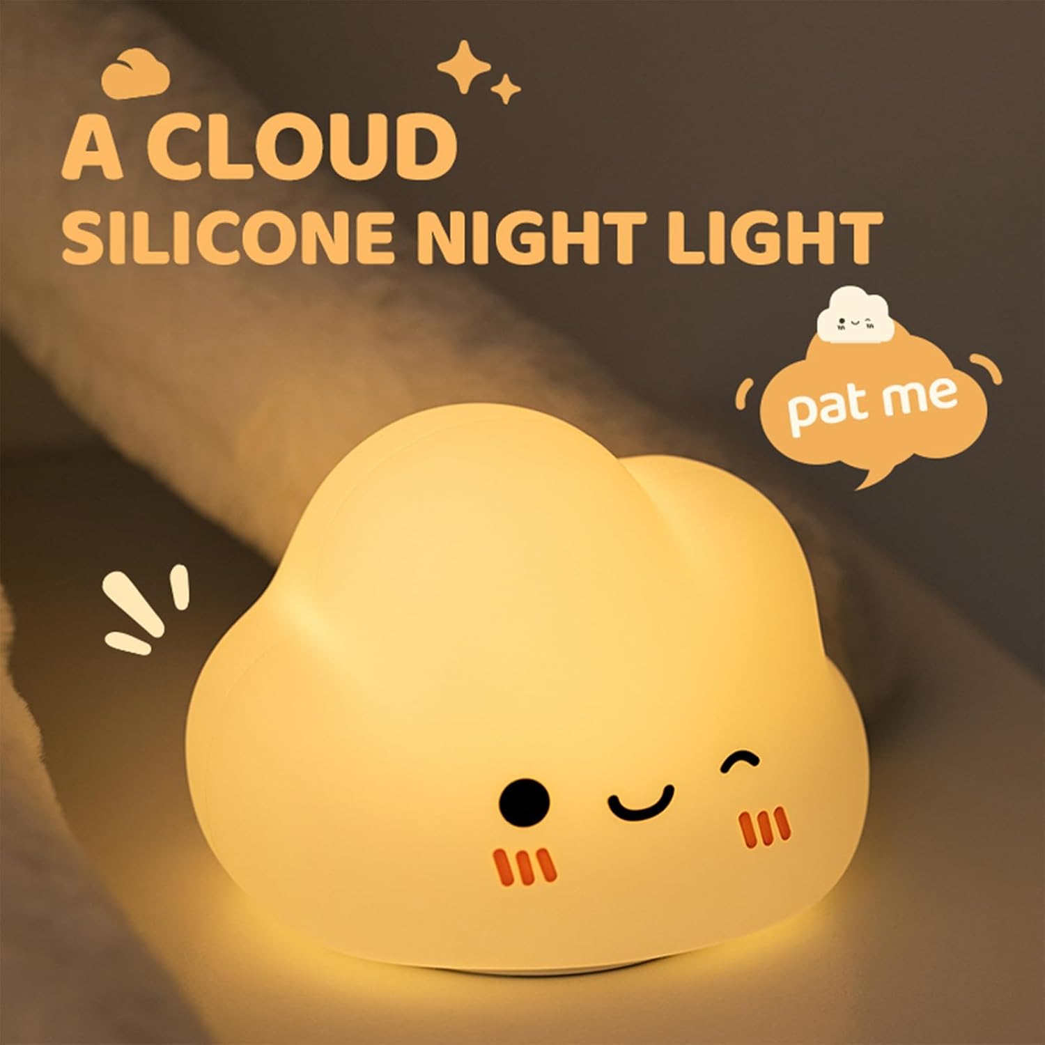Cloud-Shaped Silicone Night Light with Timer and Touch Control - Image 2