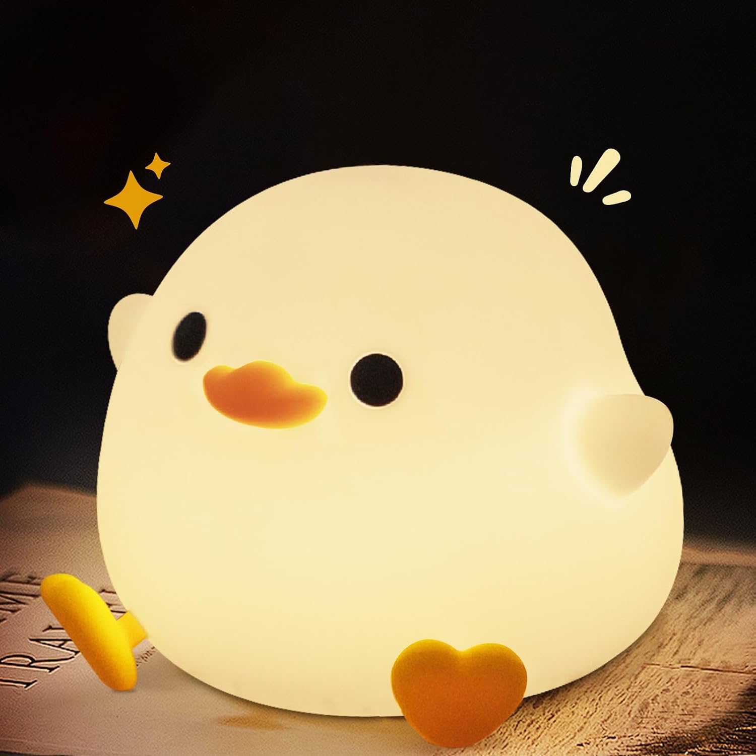Duck-Shaped Silicone Night Light with Adjustable Brightness