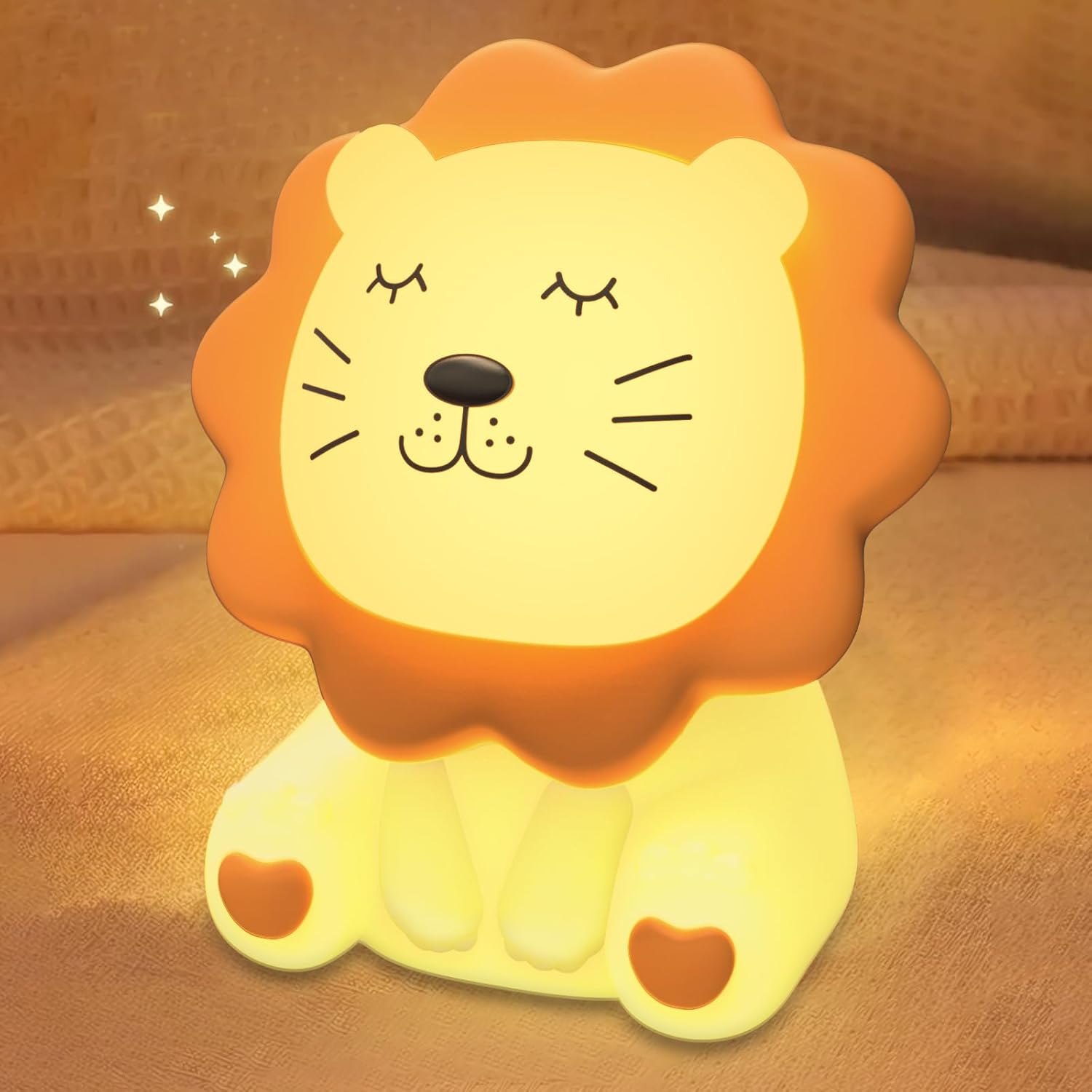 Lion-Shaped Silicone Night Light with Multiple Lighting Modes