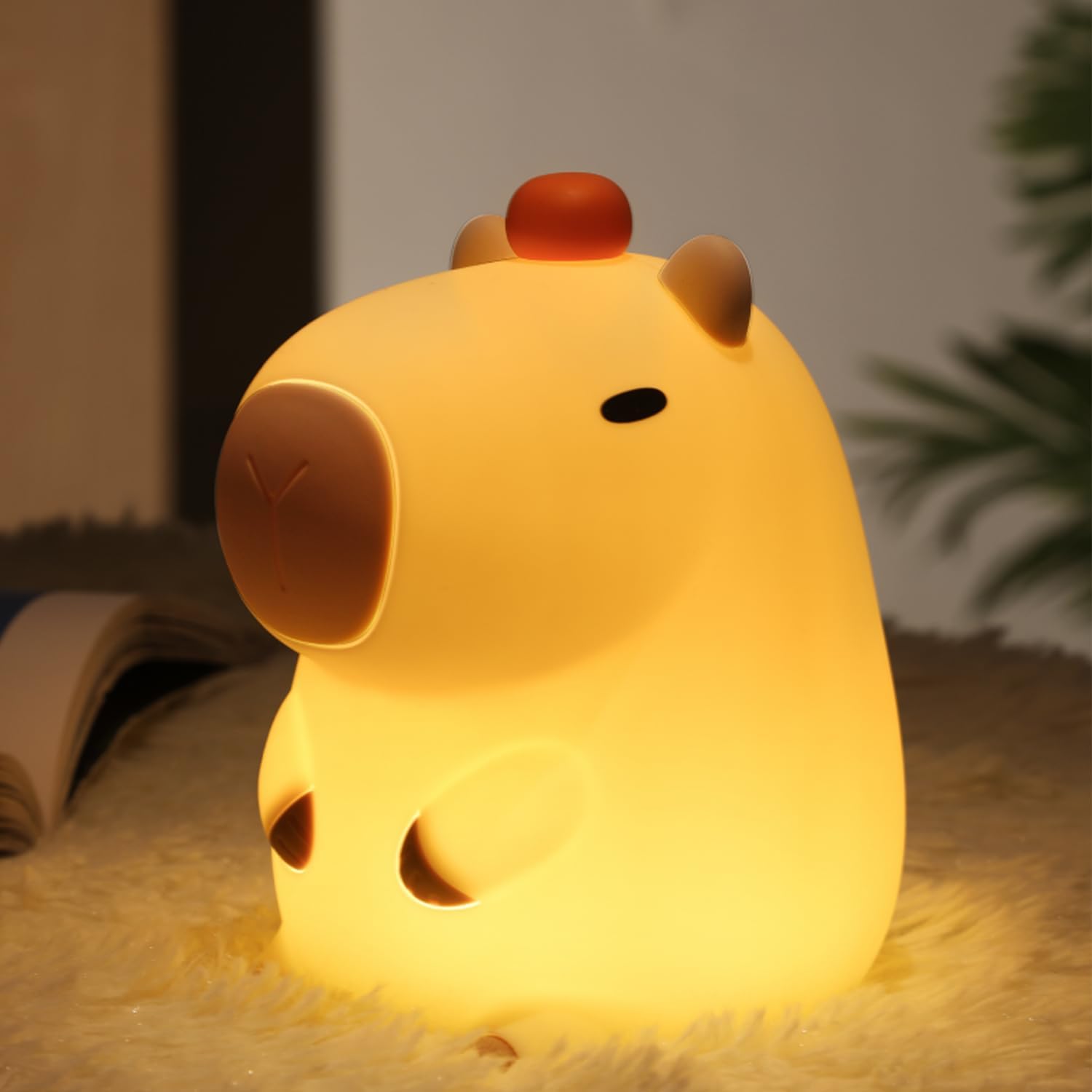 Capybara-Shaped LED Night Light with Touch Sensor