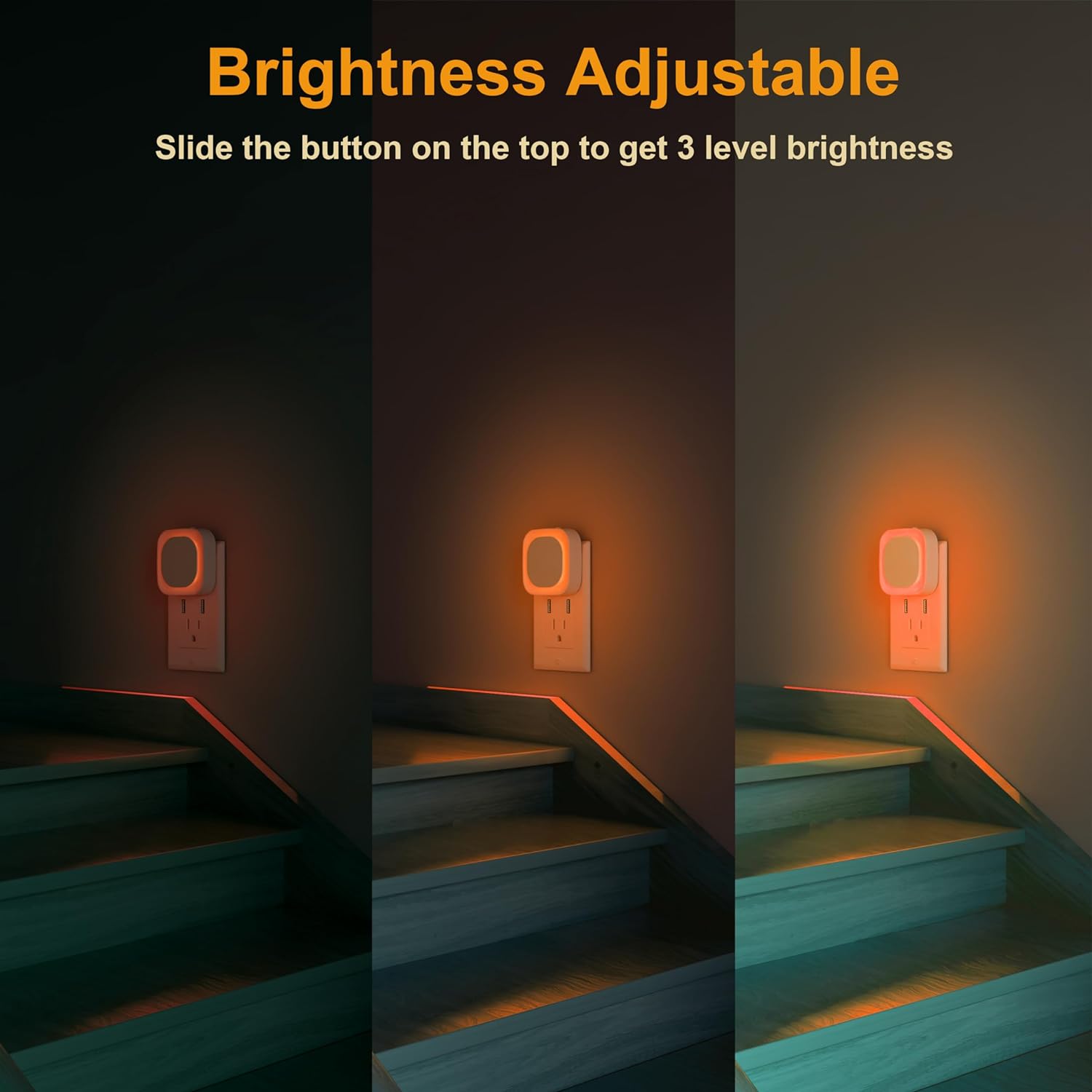 Amber LED Plug-In Night Lights for Kids - Image 2