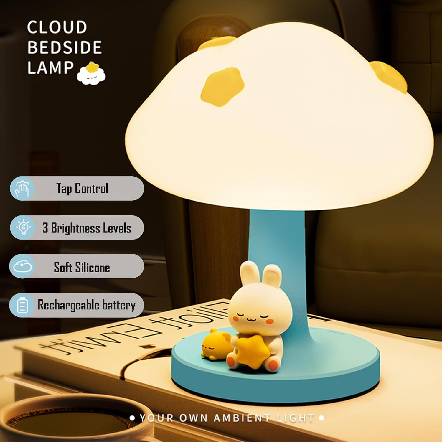 Cloud and Bunny Silicone Night Light with Touch Control - Image 2