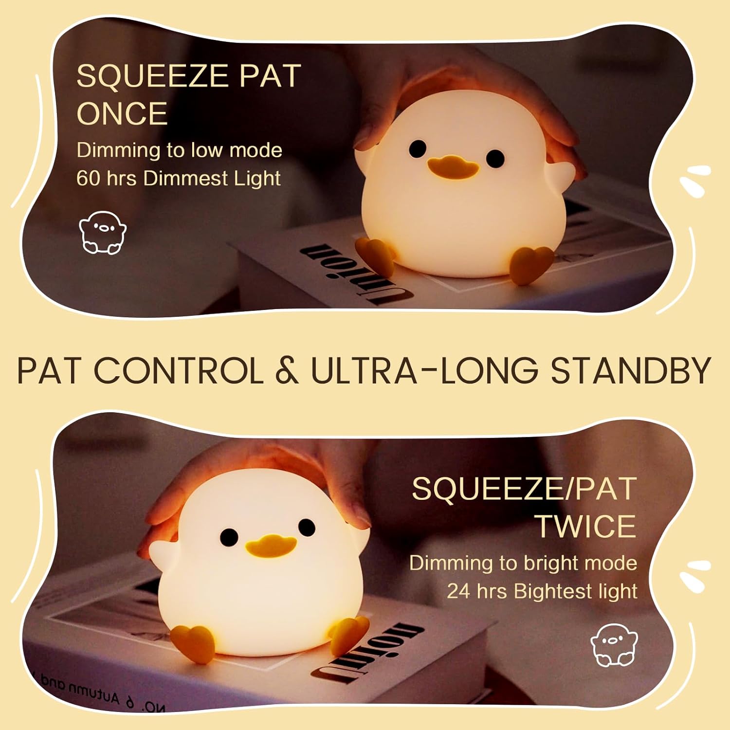 Duck-Shaped Silicone Night Light with Adjustable Brightness - Image 2