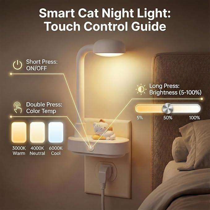 Cartoon Cat LED Night Light with Switch - Image 2