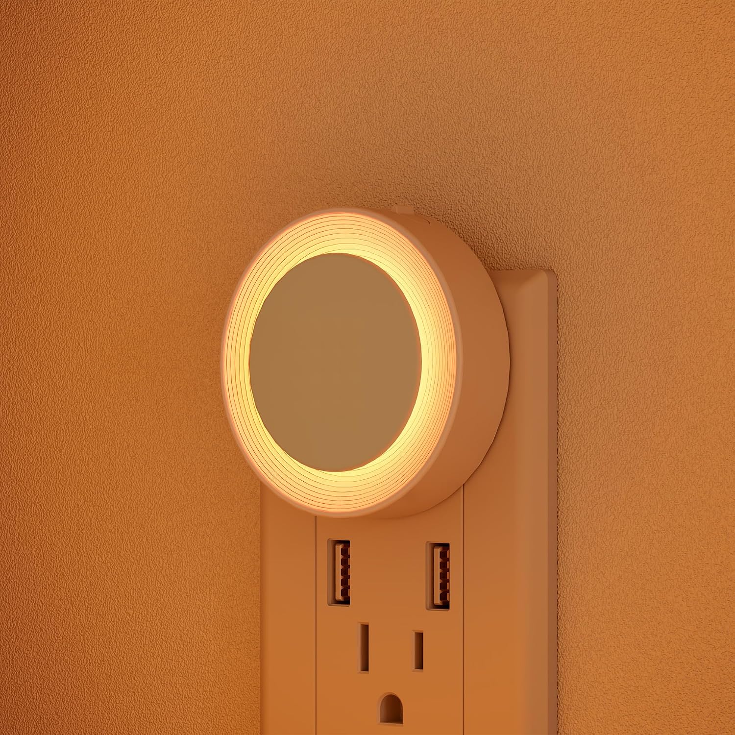 Amber LED Plug-In Night Lights for Kids