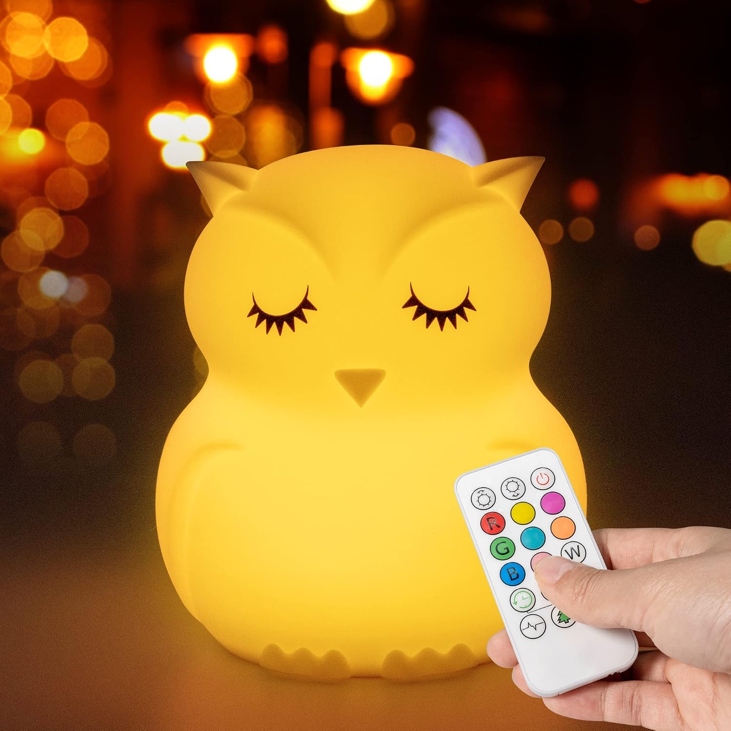Owl-Shaped Silicone Night Light with Remote Control